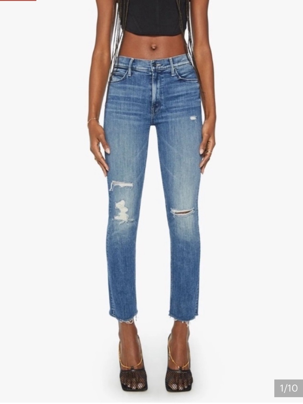 MOTHER The Mid Rise Dazzler‎ Ankle Fray Jean Weekend Warrior- 27
